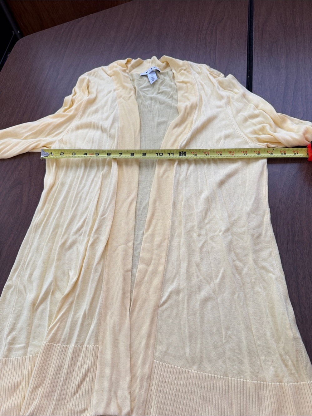 White House Black Market Light Yellow Open-Front Cardigan